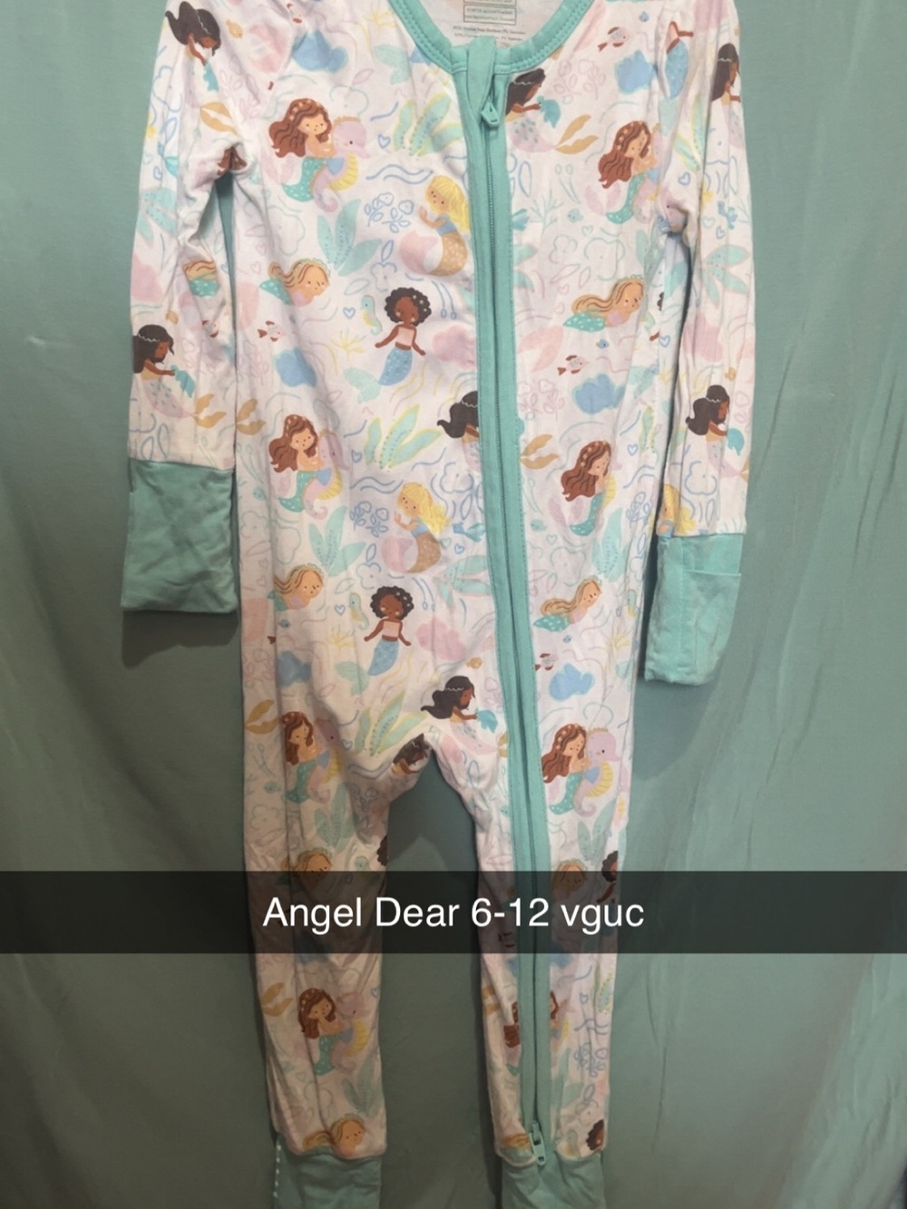 Angel Dear Mint-Trim Mermaid Print Flip feet and hands One-Piece
